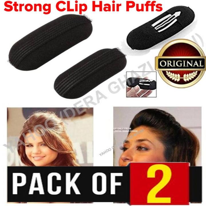 Hair Puff With Comb PACK OF 2 Hair Clip Puff Bun French Puff Princess Style Band Clip In Hair - Best Quality - Washable Durable- With Strong Clips Grips to Hold.  Totally Invisible