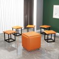 5-In-1 Cube Stool Removable Space-Saving Footrest Sofa Stool Coffee Table for Living Room-Leather: B-. 