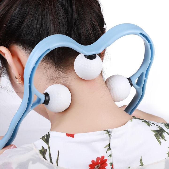 【VA VA VOOM】3-ball Rolling Massager Manual Neck Kneading Massage Tool 3D Ball Rolling Massage Clip Home Pain Relief Massager
