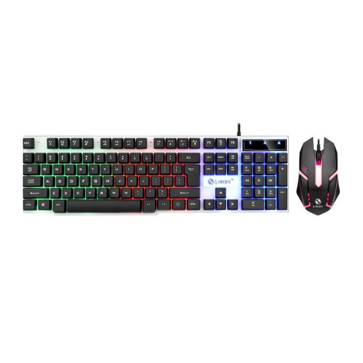 Semi-Mechanical Keyboard Mouse combo Kit GTX350 USB Gaming PC Rainbow Colorful LED Illuminated Backlit Gamer Keyboards For Office Computer Accessories