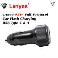 LENYES CA865 Car Charger 95W (USB type C + USB Type A). 