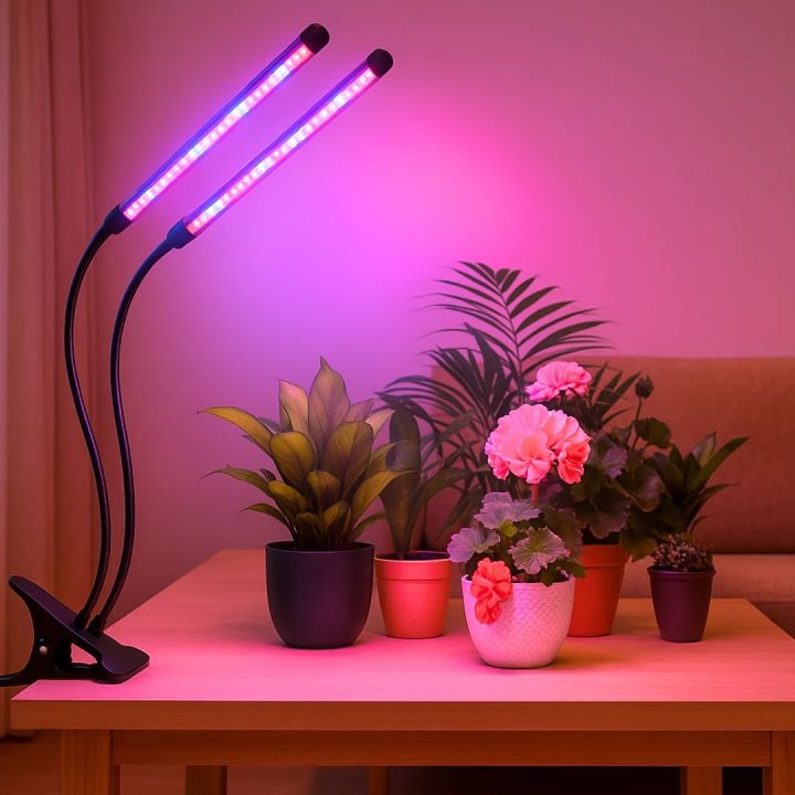 LED Plant Grow Light Red Blue Spectrum USB Clip-On Lamp – 2 Rod ...