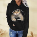 Women Hoodie Animal Pattern Warm Pure Color Sweatshirt. 