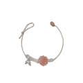 The same new Chinese style pink peony and bamboo leaf handmade woven thin rope bracelet for sweet girls. 
