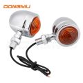 2Pcs Black Metal Motorcycle Cafe Racer Turn Signal Indicator Lights Lamp. 