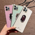 For OPPO Reno2 F / OPPO Reno 2F Back Cover + Rhinestone Ring Holder Stand Shiny Plating Square Bumper Girls Phone Case Soft TPU Silicone Shockproof Protective Cover. 