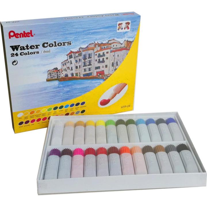 Pentel Water Colors, Assorted, 6ml Tubes, 24 Color Set (HTP-24)