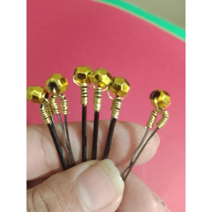 12 Hair pin with golden beads for stylish girls. hair accessories. hair pins