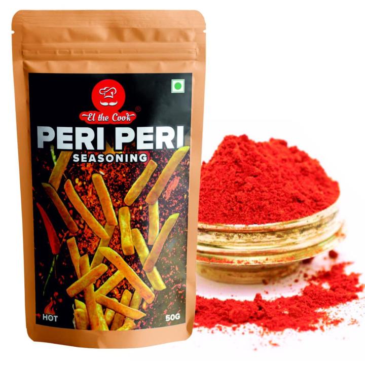 EL The Cook Peri Peri Powder Seasoning | Hot Piri Piri Masala Mix with Smoked Paprika, Spices & Herbs | Add to Popcorn, French fries, Pasta, Noodles, Chips, Chicken | 100% Natural & Vegetarian | 50g