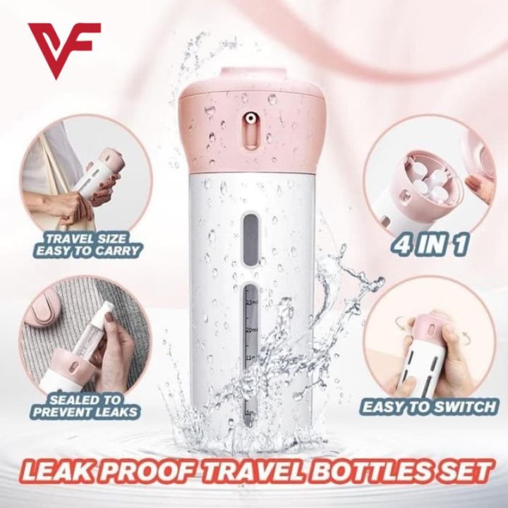 4 Lotion Bottles In 1 Refillable Travel Dispenser Bottle Liquid Lotion Cream Sun Block Sanitizor Shampoo Toiletries Container Travel Bottle Portable 4 Bottle Sets In 1 Pump Leakproof Cosmetic Travel Bottle Set