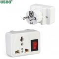 White Portable Universal Wall socket EU US UK extension socket 250V 6A 10A 125V power converter plug Adapter with on off switch. 