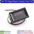 Universal 12V–72V Battery Capacity Indicator with LED Voltmeter for Cars, Motorcycles, E-Bikes, Solar Systems – 12V 24V 36V 48V 60V 72V by Electrica. 
