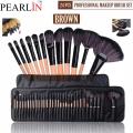 Pearlin 24 Pieces Makeup brushes - Professional Eye and Face brushes set with leather bag - Foundation brush - Eyeshadow brushes set. 