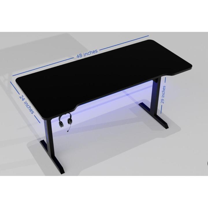 Black Gaming Table -  Pc Gaming Table - Laptop Gaming Table - RGB Led Lights on Table - Study Table - Headphones Holder - (Customised)
