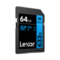 Lexar Professional - 64GB - 633x - SDXC UHS-I Card – Upto Read 95MBs - Write 45MBs / U3 / C10 / V30 / High Quality 1080p HD/3D/4K Video/DSLR - BLUE SERIES. 