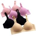 Pack of 3 Soft Foam Padded Bras - Skin, Black, Pink Colors for Women & Girls. 