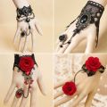 Gothic Red Rose Lace Bracelet for Women Punk Black Lace Bracelet Girls Halloween Jewelry All Saints' Day Gift Hand Accessories Fleursbiy. 