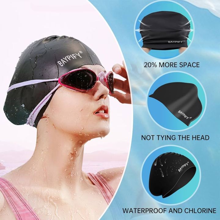 Silicone%20Swimming%20Cap%20%E2%80%93%20Waterproof%20Swim%20Hat%20with%20Ear%20Protection%20for%20Kids,%20Men%20&%20Women%20(Long%20Hair%20Friendly)%20-%20Image%203