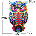 Metal Owl Sculpture Vibrant Handcrafted Hanging Ornament for Colorful Wall Decor. 