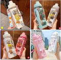 900ml Korean Square  Water Bottle Large Capacity Bottle Student Portable Bottle With Straw Plastic Water Bottle BPA Free. 