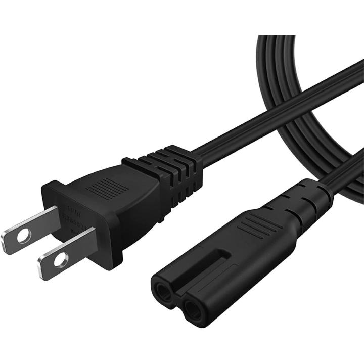 2 Prong Power Cord Tape Cable (1.25Y) Black Original Branded Pure Copper Lead