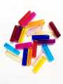 15 Glass Crystal Transparent Multicolor 20mm Square Tube Beads for DIY, Jewelry Making, Crafting – 20mm Long Stick Shape Beads | 28 pcs Mix Set. 