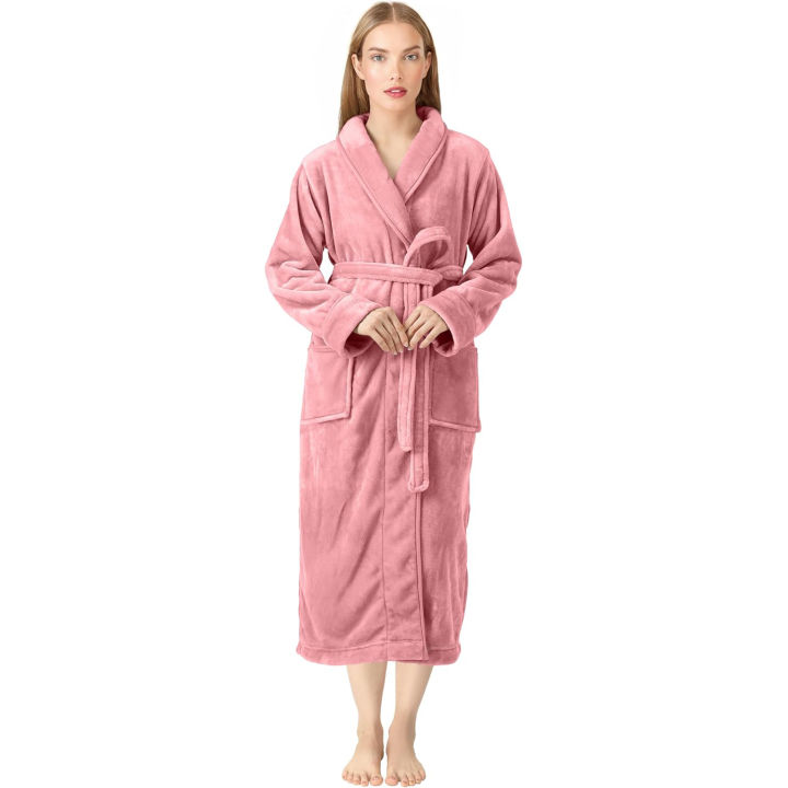 Premium%20Women's%20Plush%20Long%20Bathrobe%20-%20Soft%20Warm%20Fleece%20Robe%20with%20Shawl%20Collar%20for%20Spa%20&%20Home%20-%20Image%204
