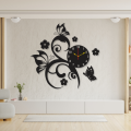 DW Decor Welly | Clock with butterflies and flowers | Premium wall clock | Wooden wall clock for Living Room & office decoration. 