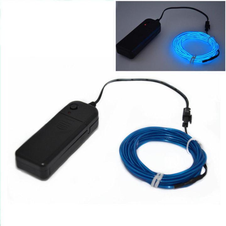 12V USB 1M 3M 5M Car EL Wire led strip Atmosphere light for DIY Flexible AUTO interior Lamp Party Decoration Lights Neon Strips--blue--5M