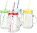 4 Pcs Mason Glass Jar With Lid And Straw - 450ML. 