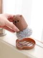 Acrylic Silk Ball Pot Brush Cute Bear Handle Dish Scrub Brushes With Drain Rack Kitchen Cleaning Scrubbers For Washing Iron Pan. 