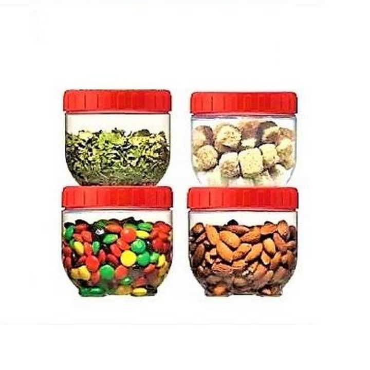 Pack of 4 Food Condiment Spice Storage Jars 250ml With Interlock Feature 3x3 Inches