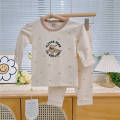 Milk protein lycra cotton children's autumn clothes and autumn pants set A cotton boys and girls baby loungewear underwear. 