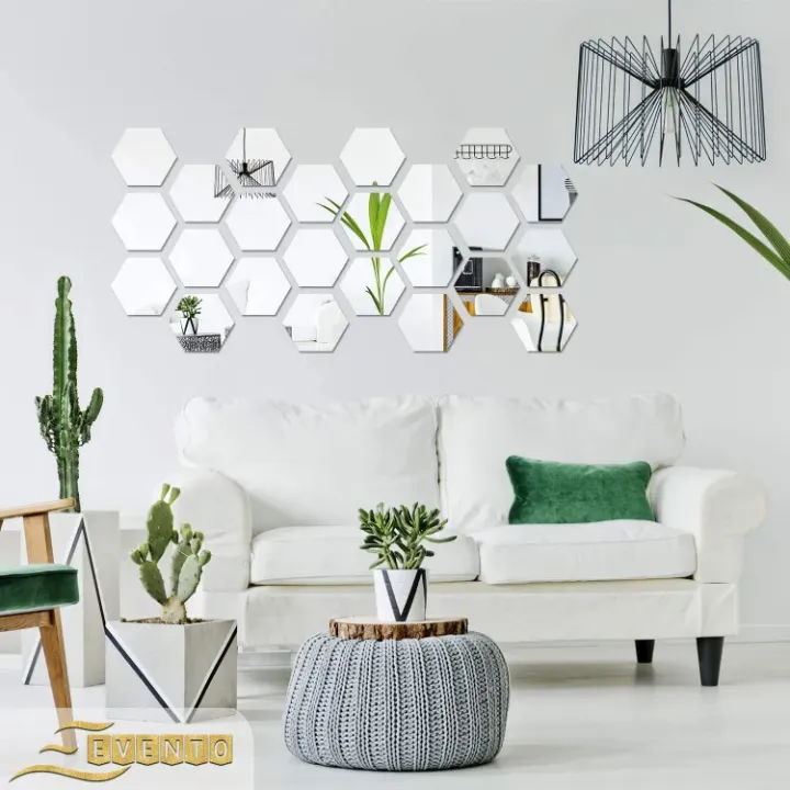 Acrylic Hexagon 3D Mirror Wall Decals | Decorative Wall Art for Home ...