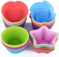Pack Of 6 - Silicone Cup Cake Molds - Multicolor. 