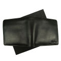 Dollar Size Black Plain Leather Wallet. 