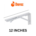 12" ,14," 18"  Inches White Folding Wall Mount Brackets - Space-Saving, Heavy-Duty Shelving Storage Rack Solution - Multipurpose. 
