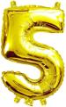 Golden Extra Large Digit 5 (Five)  - 32 Inches Giant Foil Number. 