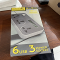 SpeedX U603PU Multi Power Plug Extension Board with 6 USB Ports + 3 Sockets Universal Travel Charging Adapter Surge Protector 2500W. 