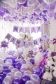 Purple Happy Birthday Decoration Set ( purple happy birthday banner + 30 balloons (15 Purple + 15 silver) purple decorations- purple theme - set birthday themes for girls. 