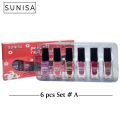 SUNISA 6 PCS Matte Liquid Peel Off Nail Polish With Box. 