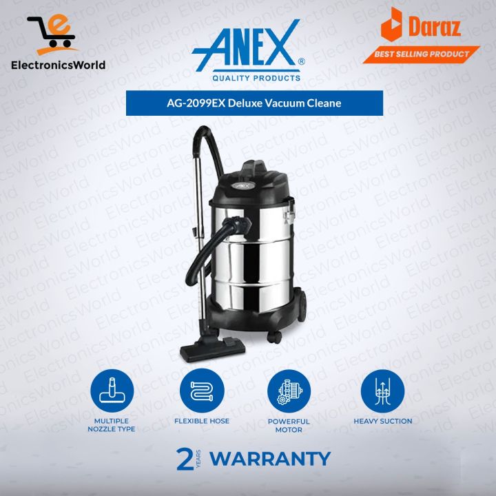 Anex Vacuum Cleaner | 3in1  AG-2099 EX Deluxe ( Wet And Dry Cleaning) + Blower Function | Steeliness Steel Drum | 1500 Watts Powerful Motor - 2 Years Warranty.