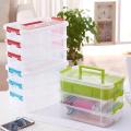 Creative Multi-Purpose Three-Layer Plastic Storage Box Transparent Makeup Jewelry Box Portable Belt Grid Desktop Storage Box. 