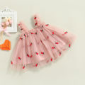 Toddler Kids Girls Princess Dress Daisy/Fruit Embroidery Sleeveless Sling Dress Summer Casual Mesh Tulle Fluffy Dress. 