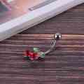 Steel Cherry Belly Navel Bar Button Ring Piercing. 