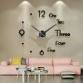 Large 3D Frameless Wall Clock Stickers DIY Wall Decoration for Living Room Bedroom Office (Black). 