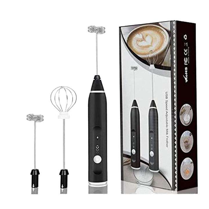 Electric Coffee Mixer Rechargeable Milk Shaker Maker Frother Foamer USB Charging Egg Beater Coffee Beater Handheld 3-Speed Adjustable Blender