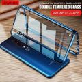 Samsung Galaxy A50 - 360 Magnetic Adsorption Case Metal Frame Tempered Glass Back with Built-in Magnet Cover For Samsung Galaxy A50. 