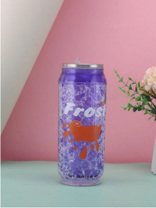 Trendy Glass water Bottle - Leak Proof Insulated Water Bottle - Creative crushed ice water bottle - stylish and cute straw kettle - BPA Free. Keep Your Drinks Cool and Trendy By AIMS MART