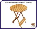 Imported Beach Wood Folding Round Table Coffee Table. 
